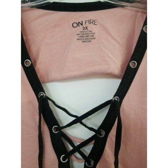 ON FIRE 3X PINK  DRAWSTRING PLUS SIZE TUNIC TEE TO - Picture 3 of 4